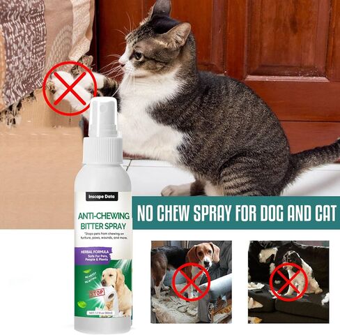 Inscape Data No Chew Spray for Dogs, Effective Bitter Spray for Dogs to Stop Chewing Christmas Tree & Furniture & Curtains - Alcohol Free, Indoor & Outdoor Use in Kuwait