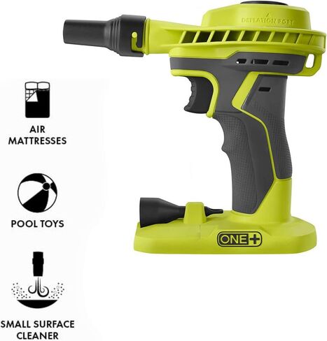 Ryobi P738T High Volume Air Inflator Bundle; 18-Volt ONE+ Lithium-Ion Cordless Power Inflator with (1) 1.5 Ah Battery and (1) 18-Volt Charger and Buho Flashlight in Kuwait