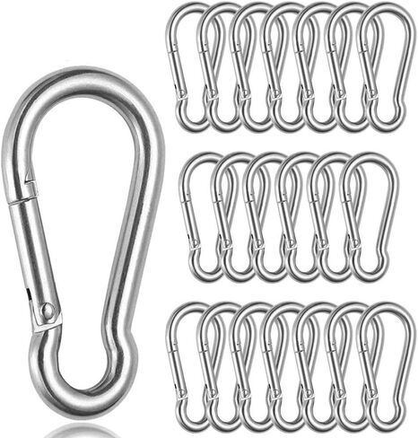 Acrux7 50 Pack Spring Snap Hook 2 بوصة - M5 مشبك حلقة تسلق صغير - مشبك حلقة تسلق صغير من الفولاذ المقاوم للصدأ سعة 220 رطل للأرجوحة والسفر في الهواء الطلق in Saudi Arabia