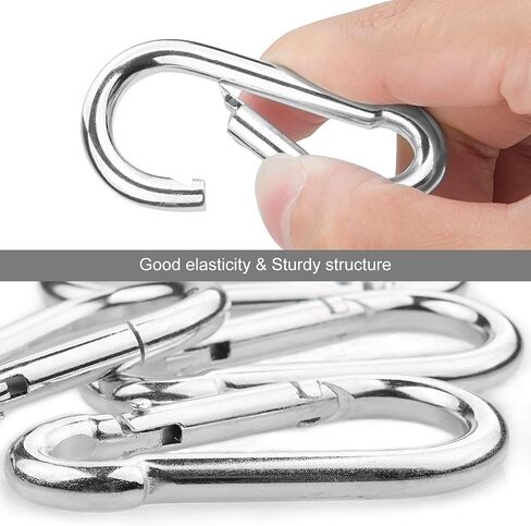 Acrux7 50 Pack Spring Snap Hook 2 بوصة - M5 مشبك حلقة تسلق صغير - مشبك حلقة تسلق صغير من الفولاذ المقاوم للصدأ سعة 220 رطل للأرجوحة والسفر في الهواء الطلق in Saudi Arabia