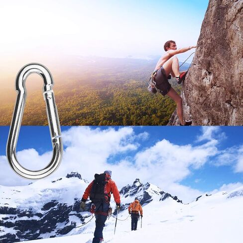 Acrux7 50 Pack Spring Snap Hook 2 بوصة - M5 مشبك حلقة تسلق صغير - مشبك حلقة تسلق صغير من الفولاذ المقاوم للصدأ سعة 220 رطل للأرجوحة والسفر في الهواء الطلق in Saudi Arabia