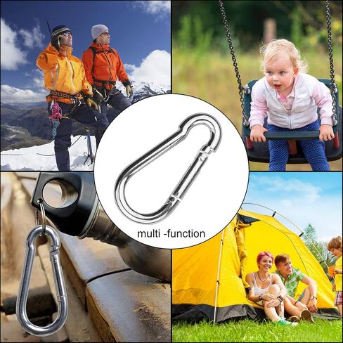 Acrux7 50 Pack Spring Snap Hook 2 بوصة - M5 مشبك حلقة تسلق صغير - مشبك حلقة تسلق صغير من الفولاذ المقاوم للصدأ سعة 220 رطل للأرجوحة والسفر في الهواء الطلق in Saudi Arabia