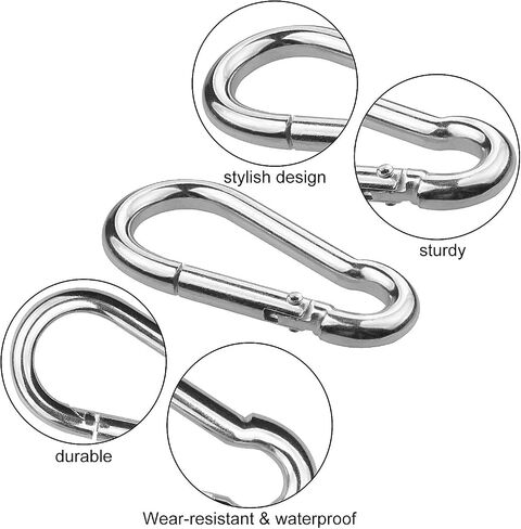 Acrux7 50 Pack Spring Snap Hook 2 بوصة - M5 مشبك حلقة تسلق صغير - مشبك حلقة تسلق صغير من الفولاذ المقاوم للصدأ سعة 220 رطل للأرجوحة والسفر في الهواء الطلق in Saudi Arabia
