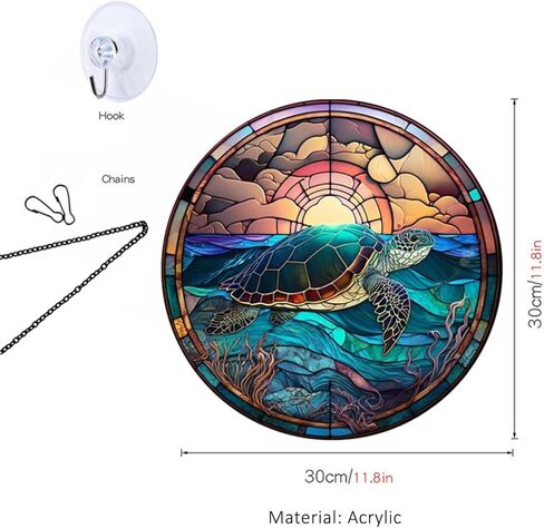 MATIHAY Sea Turtle Acrylic Window Hanging, Turtle Wall Hanging Ocean Themed Party Decorations, Turtle Wall Art Decor for Home, Office, Housewarming Gift (L, Turtle) in Kuwait