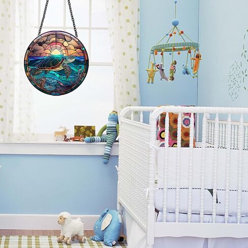 MATIHAY Sea Turtle Acrylic Window Hanging, Turtle Wall Hanging Ocean Themed Party Decorations, Turtle Wall Art Decor for Home, Office, Housewarming Gift (L, Turtle) in Kuwait