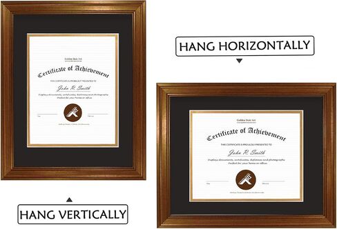 Golden State Art, 11x14 Dark Gold Document Frame for 8.5x11 Diploma/Certificate, Sawtooth Hangers for Wall Mounting with Real Glass (Black/Gold Double Mat, 2-Pack) in Saudi Arabia