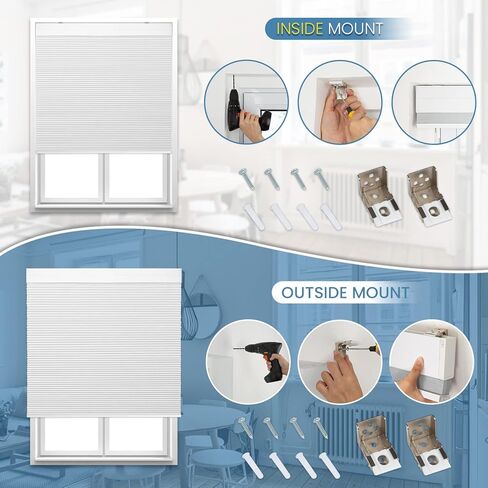 ستائر Grandekor بمحرك مع جهاز تحكم عن بعد، ظل خلوي بمحرك 100% ستائر تعتيم ذكية لاسلكية على شكل قرص العسل مع تعمل بالبطارية، أبيض، 30x64 in Kuwait