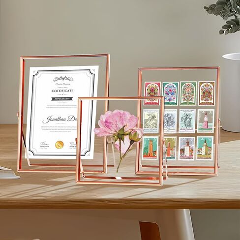 BSRHOME 5x7, 4x6, 4x4 Floating Picture Frames with Glass, Metal Photo frames for Freestanding Tabletop Display, Set of 3 Silver in Kuwait
