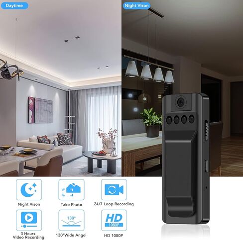 KONPCOIU Camera, Body Camera Night Vision, Body Cam Video HD 1080P, 128G Max Memory, Premium Body Cams with Motion Detection Wearable, with 128G Red Super high-Speed Memory Card in Kuwait