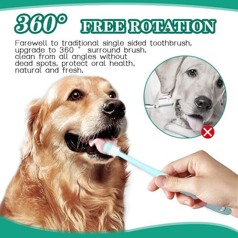 طقم فرشاة أسنان للكلاب من تاكباك، 360 درجة، فرشاة أسنان للقطط ذات رائحة منعشة عميقة مع صندوق تخزين بمقبض من السيليكون، مجموعة العناية بأسنان القطط والكلاب ونظافة الفم للحيوانات الأليفة (وردي + أزرق) in Kuwait