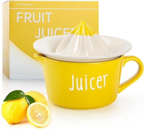 عصارة ليمون من السيراميك، عصارة ليمون يدوية، 17 اونصة، عصارة برتقال يدوية بمقبض وفوهة سهلة الصب، عصارة ليمون رائعة مناسبة للهدايا | اداة مطبخ، شديدة التحمل in Kuwait