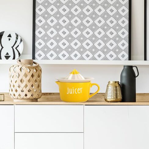 عصارة ليمون من السيراميك، عصارة ليمون يدوية، 17 اونصة، عصارة برتقال يدوية بمقبض وفوهة سهلة الصب، عصارة ليمون رائعة مناسبة للهدايا | اداة مطبخ، شديدة التحمل in Kuwait