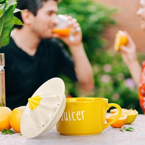 عصارة ليمون من السيراميك، عصارة ليمون يدوية، 17 اونصة، عصارة برتقال يدوية بمقبض وفوهة سهلة الصب، عصارة ليمون رائعة مناسبة للهدايا | اداة مطبخ، شديدة التحمل in Kuwait