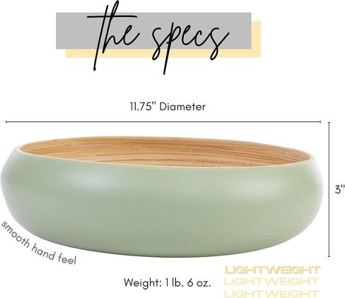 Fruit Bowl for Kitchen Counter – Handmade Spun Bamboo, Large 11.75" Fruit Basket, Eco-Friendly Decorative Serving Bowl for Home Decor, Produce Storage & Centerpiece (Gray) in Saudi Arabia