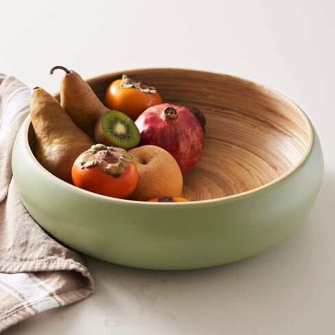 Fruit Bowl for Kitchen Counter – Handmade Spun Bamboo, Large 11.75" Fruit Basket, Eco-Friendly Decorative Serving Bowl for Home Decor, Produce Storage & Centerpiece (Gray) in Saudi Arabia