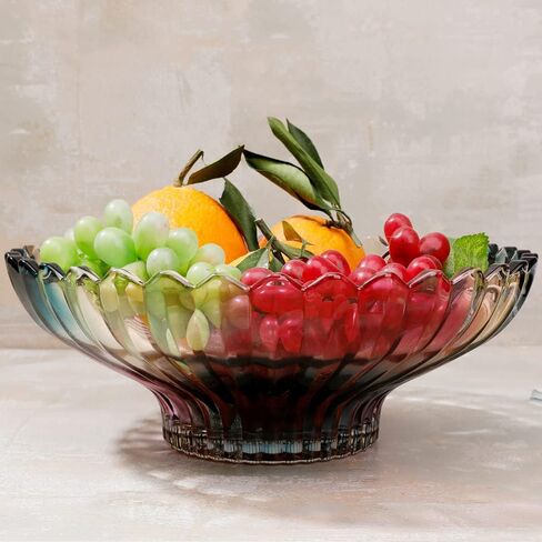 ماجيك برو وعاء فاكهة ملون من الزجاج الكريستالي بقطر 12.5 انش، اكسسوارات ديكور للمطبخ in Kuwait