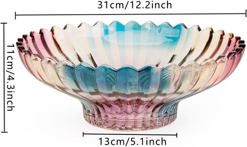 ماجيك برو وعاء فاكهة ملون من الزجاج الكريستالي بقطر 12.5 انش، اكسسوارات ديكور للمطبخ in Kuwait