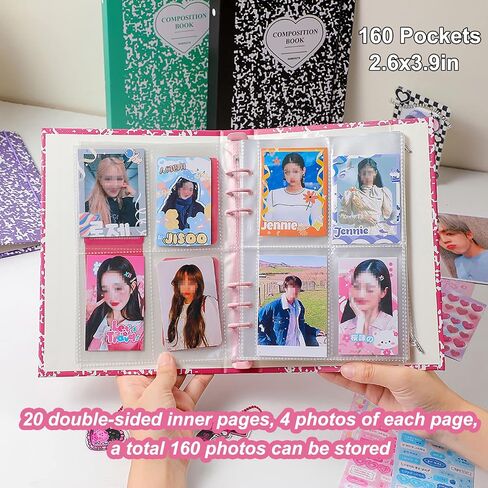SZHTSWU A5 Binder Kpop Photocard Album with 20Pcs Inner 3 Inch Photo Album Sleeves in Loose Leaf Refillable 6 Rings Stone Pattern Binder Cover Photocard Holder Book for Picture Cards Storage,Green in Kuwait
