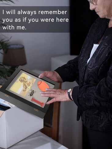 إطار تذكاري للحيوانات الأليفة من Bigmeta - صندوق ظل تذكاري خشبي للحيوانات الأليفة يُثبت على الحائط، إطار لتذكر الكلاب، هدايا تعاطف للحيوانات الأليفة لأصحاب الحيوانات الأليفة بسبب فقدان الكلاب والقطط وأطواق الصور والألعاب المفضلة in Kuwait