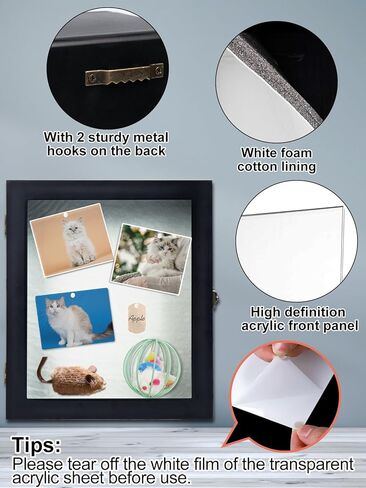 إطار تذكاري للحيوانات الأليفة من Bigmeta - صندوق ظل تذكاري خشبي للحيوانات الأليفة يُثبت على الحائط، إطار لتذكر الكلاب، هدايا تعاطف للحيوانات الأليفة لأصحاب الحيوانات الأليفة بسبب فقدان الكلاب والقطط وأطواق الصور والألعاب المفضلة in Kuwait