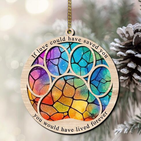 Hyturtle Pet Memorial Suncatcher Gifts for Loss of Dog Cat - Paw Dog Cat Memorial Ornament - Pet Memorial Gifts, Sympathy Remembrance Gifts for Loss of Pet, Pet Memorial Gifts for Christmas in Saudi Arabia