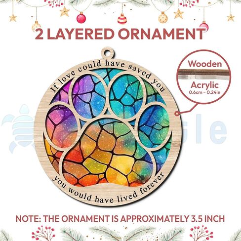 Hyturtle Pet Memorial Suncatcher Gifts for Loss of Dog Cat - Paw Dog Cat Memorial Ornament - Pet Memorial Gifts, Sympathy Remembrance Gifts for Loss of Pet, Pet Memorial Gifts for Christmas in Saudi Arabia