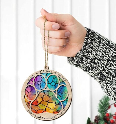 Hyturtle Pet Memorial Suncatcher Gifts for Loss of Dog Cat - Paw Dog Cat Memorial Ornament - Pet Memorial Gifts, Sympathy Remembrance Gifts for Loss of Pet, Pet Memorial Gifts for Christmas in Saudi Arabia