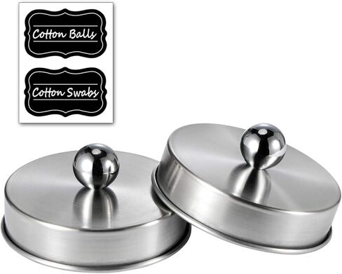 Mason Jar Apothecary Storage Lids - Jars NOT Included - Bathroom Accessory Lids for Modern Farmhouse Bathroom Decor - Rustproof Stainless Steel Lid with Waterproof Stickers / 2-Pack (Bronze) in Kuwait