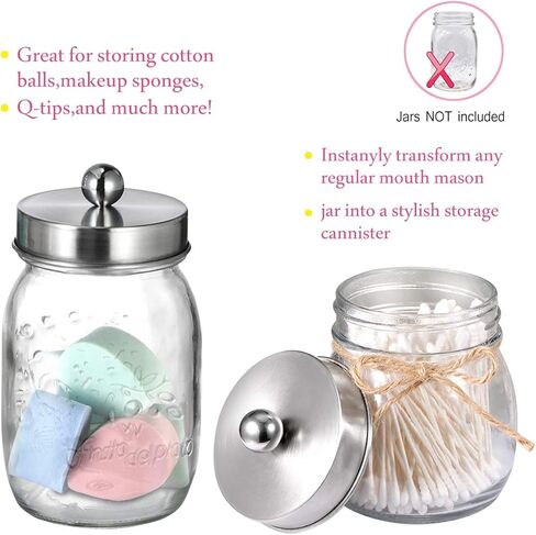Mason Jar Apothecary Storage Lids - Jars NOT Included - Bathroom Accessory Lids for Modern Farmhouse Bathroom Decor - Rustproof Stainless Steel Lid with Waterproof Stickers / 2-Pack (Bronze) in Kuwait
