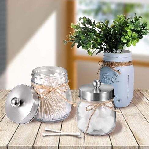 Mason Jar Apothecary Storage Lids - Jars NOT Included - Bathroom Accessory Lids for Modern Farmhouse Bathroom Decor - Rustproof Stainless Steel Lid with Waterproof Stickers / 2-Pack (Bronze) in Kuwait