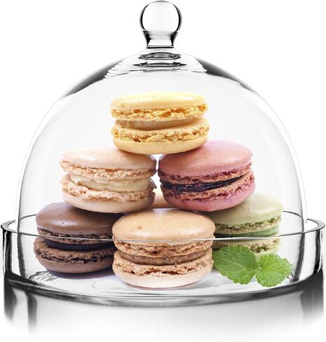 CYS EXCEL Bell Dome Cloche بقاعدة زجاجية (الارتفاع: 7.5 بوصة العرض: 8 بوصة) | خيارات متعددة الحجم لعرض حلوى الكيك | غطاء نبات جرة تررم in Kuwait