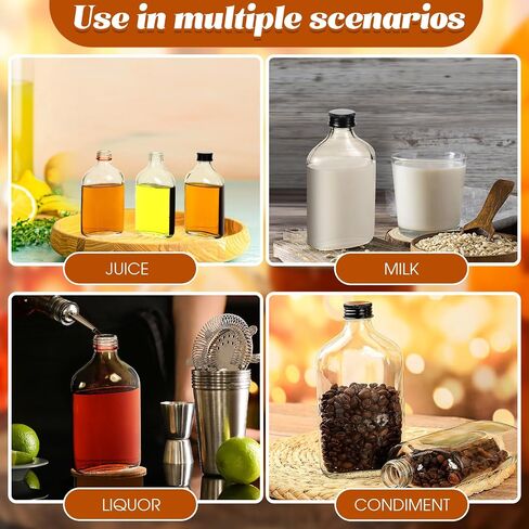 Patelai Mini Liquor Bottles Reusable Glass Flask Bottles with Black Caps Clear Empty Alcohol Shot Bottles Small Champagne Bottles DIY Gift for Valentine Birthday Weddings Party Favors(50 ml, 32 Pcs) in Saudi Arabia