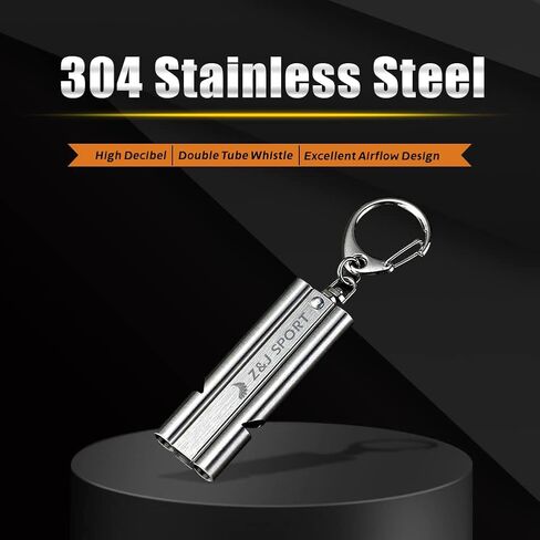 Z&J SPORT Emergency Survival Whistle, 304 Stainless Waterproof Whistle with Lanyard & Keychain, Double Tube 100dB for Outdoor Camping, Hiking, Boating, Hunting, Fishing, Kayak, Training, Rescue in Kuwait