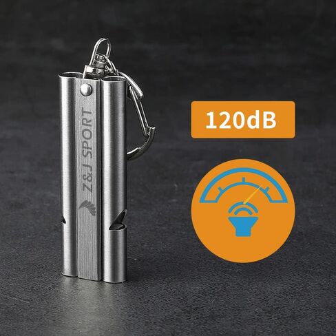 Z&J SPORT Emergency Survival Whistle, 304 Stainless Waterproof Whistle with Lanyard & Keychain, Double Tube 100dB for Outdoor Camping, Hiking, Boating, Hunting, Fishing, Kayak, Training, Rescue in Kuwait