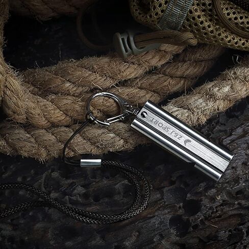 Z&J SPORT Emergency Survival Whistle, 304 Stainless Waterproof Whistle with Lanyard & Keychain, Double Tube 100dB for Outdoor Camping, Hiking, Boating, Hunting, Fishing, Kayak, Training, Rescue in Kuwait