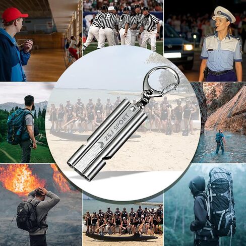 Z&J SPORT Emergency Survival Whistle, 304 Stainless Waterproof Whistle with Lanyard & Keychain, Double Tube 100dB for Outdoor Camping, Hiking, Boating, Hunting, Fishing, Kayak, Training, Rescue in Kuwait