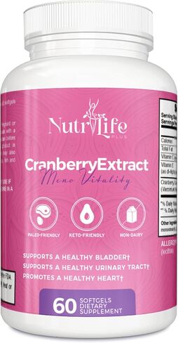 Nutrilife Plus Cranberry Extract Immune Support Supplement - Cranberry Softgels W/Vitamin C, E, & Cranberry Concentrate - Cranberry Supplement for Urinary Tract Health, Bladder, & Kidney Support in Saudi Arabia