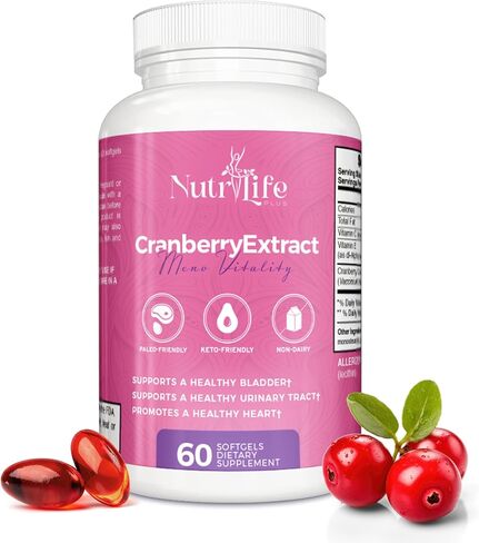 Nutrilife Plus Cranberry Extract Immune Support Supplement - Cranberry Softgels W/Vitamin C, E, & Cranberry Concentrate - Cranberry Supplement for Urinary Tract Health, Bladder, & Kidney Support in Saudi Arabia