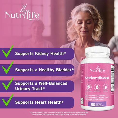 Nutrilife Plus Cranberry Extract Immune Support Supplement - Cranberry Softgels W/Vitamin C, E, & Cranberry Concentrate - Cranberry Supplement for Urinary Tract Health, Bladder, & Kidney Support in Saudi Arabia