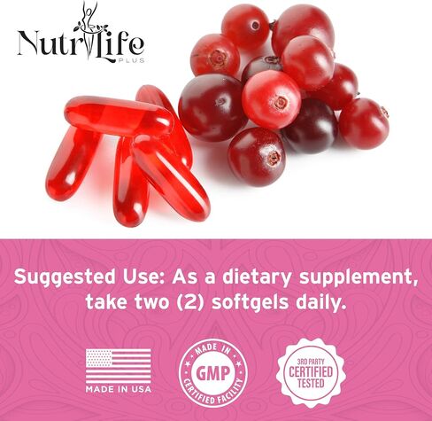 Nutrilife Plus Cranberry Extract Immune Support Supplement - Cranberry Softgels W/Vitamin C, E, & Cranberry Concentrate - Cranberry Supplement for Urinary Tract Health, Bladder, & Kidney Support in Saudi Arabia