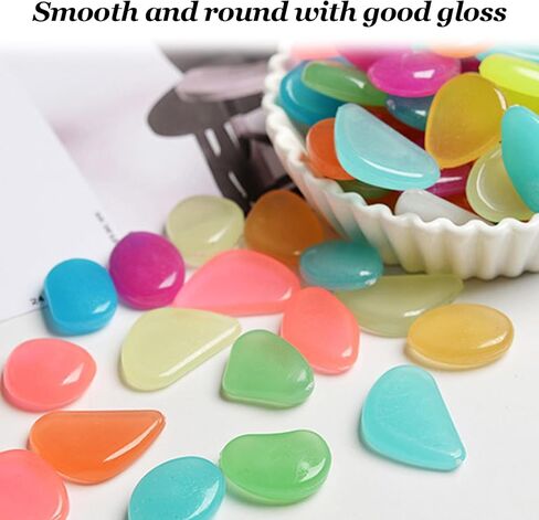 hautllaif 100PC Glow-in-The-Dark Pebbles, Mixed Colour Glow-in-The-Dark Stones for Garden, Fish Tank Aquarium, Flower Pot, Bonsai Decoration in Kuwait