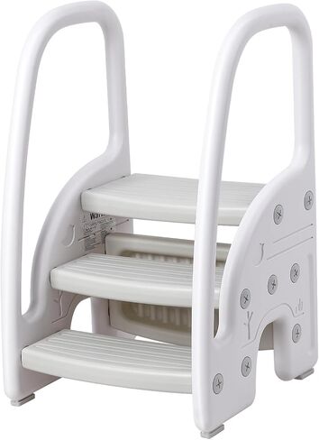 RONIPIC Step Stool Ladder with Handle for Kids,Learning Helper for Toilet Potty Training, Adjustable Toddler 2 3 Step Stool Non-Slip Design,Standing Tower for Bathroom&Kitchen Counter (Grey-White) in Kuwait