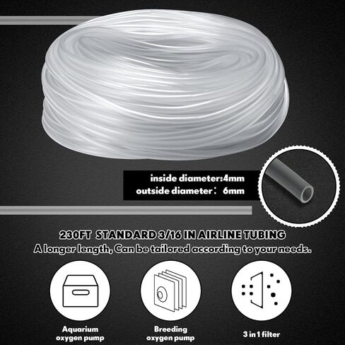 Zhengmy 230 ft Standard Size Airline Tubing for Fish Tank Clear and Flexible Aquarium Air Pump Accessories 3/16'' Tubing for Fish Tank Air Pump, Aquariums, Terrariums in Saudi Arabia