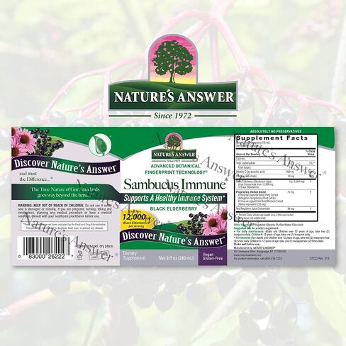 Nature's Answer Sambucus Extract Immune Support, 4-Fluid Ounces | Immune System Booster | Flue Season Support | Immune Relief | Packed with Antioxidants in Saudi Arabia