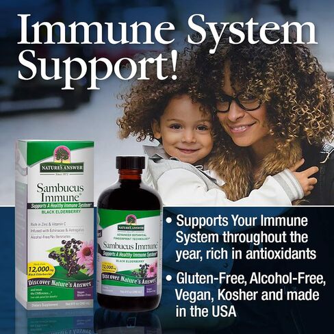 Nature's Answer Sambucus Extract Immune Support, 4-Fluid Ounces | Immune System Booster | Flue Season Support | Immune Relief | Packed with Antioxidants in Saudi Arabia