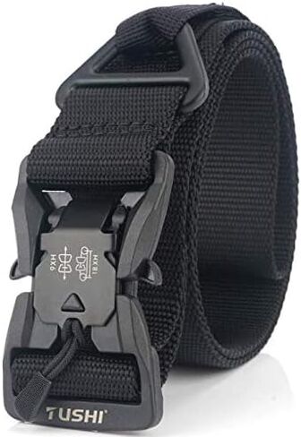 Tactical Belt，1.5" Nylon Web Duty Work Belt,with Magnetic Quick Release Buckle，Environmentally Friendly Nylon Material,for Waist 36"-42",Economical Packaging(Black) in Saudi Arabia