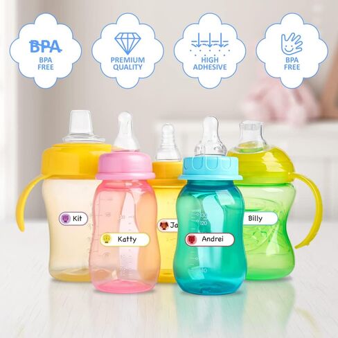 ملصقات زجاجات الأطفال من Daycare لأكواب الشرب، ذاتية التصفيح ومقاومة للماء، للأغراض الشخصية للأطفال، 96 قطعة. قم بضبط المواد اللاصقة وقشرها وألصقها in Saudi Arabia
