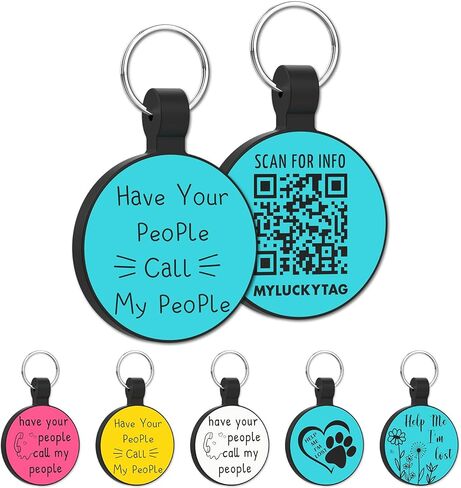 MYLUCKYTAG QR Code Silicone Pet ID Tag Dog Cat Tag, Online Pet Profile, Pet Location Alert Email, Digital Pet Tag, Quiet Dog Tag, Durable Pet ID, Dog Collar Tag, Engraved Pet Tag in Kuwait