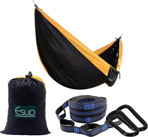 أرجوحة تخييم مفردة ومزدوجة من Esup - أرجوحة محمولة من النايلون خفيفة الوزن، أفضل أرجوحة مظلات مع أشرطة شجرة لحقائب الظهر والتخييم والسفر in Kuwait