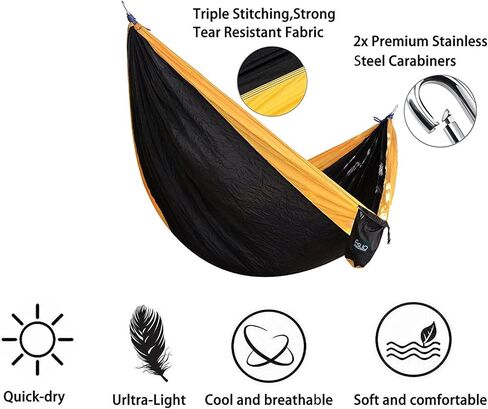 أرجوحة تخييم مفردة ومزدوجة من Esup - أرجوحة محمولة من النايلون خفيفة الوزن، أفضل أرجوحة مظلات مع أشرطة شجرة لحقائب الظهر والتخييم والسفر in Kuwait